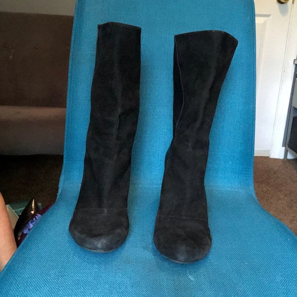 ENZO ANGIOLINI Black Leather/Suede Mid Calf Boots - Picture 2 of 5